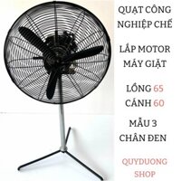 Quạt Công Nghiệp Lồng 65 - Cánh 60 - Mẫu 3 Chân Đen -  Lắp Động Cơ Máy GIẶT CŨ