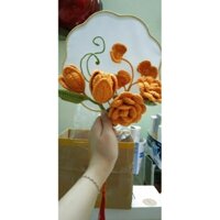 quạt cưới cầm tay hoa len