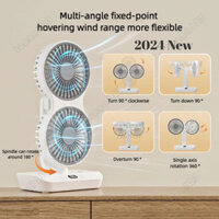 Quạt dao động để bàn hai đầu USB có thể sạc lại 4000mAh Chạy bằng pin Di động Quạt bàn xoay tự động 4 bánh gió