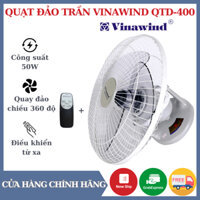 Quạt Đảo Trần QTD-400XĐB Vinawind - Điều Khiển Từ Xa - Có Hẹn Giờ - Xoay 360 Độ - Sải Cánh 40cm - Bảo Hành 1 Năm