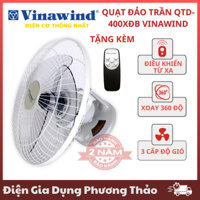 Quạt Đảo Trần QTD-400XĐB Vinawind - Điều Khiển Từ Xa,Có Hẹn Giờ,Xoay 360 Độ,Sải Cánh 40cm Chính Hãng- Điện Cơ Thống Nhất