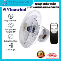 Quạt đảo trần Vinawind QTD-400XĐB có điều khiển - Công suất 46W -Tiết kiệm không gian - Quay đảo chiều 360°