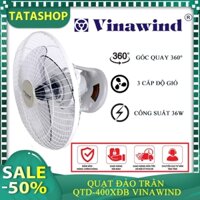 Quạt đảo trần Vinawind QTD-400XĐB , có điều khiển từ xa, góc xoay 360°, 3 chế độ gió