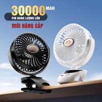 Quạt Để Bàn Sạc Điện Mini Cầm Tay 30000mAh Quạt Kẹp Bàn Điện Siêu Yên Tĩnh Hiển Thị Mức Pin