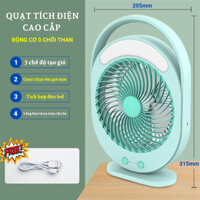 Quạt để bàn sạc tích điện cao cấp KM-F0336 có dây USB,Đèn LED sáng mạnh yếu,3 chế độ gió-Dung Lượng 4400mAh
