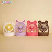 Quạt để bàn sạc tích điện Sarino Kuromi, Cinnamoroll, Gấu Dâu Lotso 3 chế độ gió, tích hợp đèn led
