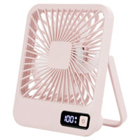 Quạt Để Bàn Tích Điện Mini 5 Tốc Độ Gió, Mà Hình Hiển Thị %Pin, 5 Cánh Quạt Siêu Mát - Sử Dụng Dài Lâu
