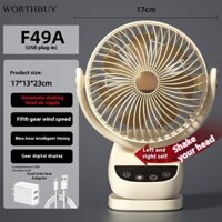 Quạt để bàn USB dao động 6 "di động có hẹn giờ thông minh & Pin 1800mAh - 4 tốc độ gió