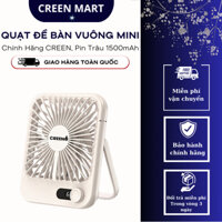 Quạt Để Bàn Vuông Mini Creen 💥 CHÍNH HÃNG 💥, Quạt Tích Điện Pin Trâu 1500 mAh, Quạt Văn Phòng SK101