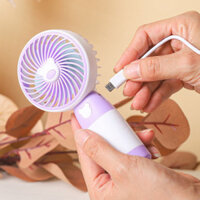 Quạt Dễ Thương Có Đèn Cầm Tay Hello Kitty Mini Quạt USB Có Thể Sạc Lại  Để Bàn (GVQ store)