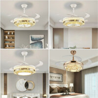 Quạt đèn chùm MONSKY CIZOMI LED 6 số pha lê cánh ABS phong cách hiện đại dùng điều khiển từ xa