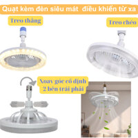 Quạt đèn Led đui xoáy treo tường xoay các góc điều khiển từ xa tiện lợi