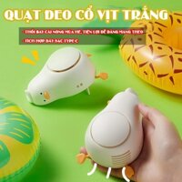 Quạt đeo cổ ANDY KIDS hình chú vịt trắng lười biếng Flying Flat Duck có dây đeo quạt cầm tay để bàn mát mẻ cho mùa hè