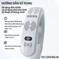 Quạt đeo cổ điều hòa công nghệ chườm nóng lạnh 2 chiều mới, Quạt không dây USB tích hợp sạc nhanh dung lượng lớn 6000mAh