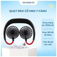 Quạt đeo cổ mini 7 cánh 3 chế dộ gió sạc usb tiện dụng