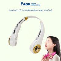 Quạt Đeo Cổ Mini Cao Cấp Gấu Dâu Thông Minh- Quạt Treo Cổ Không Cánh Tích Điện Tích Hợp 3 Chế Độ Gió (7AGKstore)
