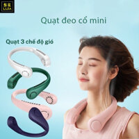 Quạt đeo cổ mini không cánh tích điện thổi 360 độ có 3 chế độ gió pin sạc thông minh dáng thể thao