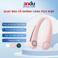 Quạt Đeo Cổ Tích Điện Không Cánh Làm Mát Thông Minh 360 Độ, Quạt Treo Cổ Tích Điện 3 Chế Độ Sạc USB