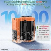 Quạt Đeo Thắc Lưng, Quạt Đeo Hông Làm Mát Pin Trâu 10.000mAh Dùng Liên Tục 6-22h Có Đèn LED