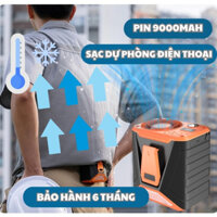 Quạt đeo thắt lưng mini đeo cổ cầm tay tích điện  9000mAh gió mạnh phục vụ người đi đường, làm việc ngoài trời nắng nóng