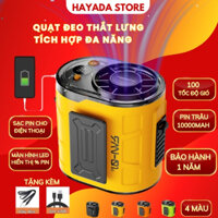 Quạt đeo thắt lưng mini tích điện sạc dự phòng đeo cổ cầm tay pim 7000mAh quạt đeo hông phục vụ làm việc ngoài trời nóng