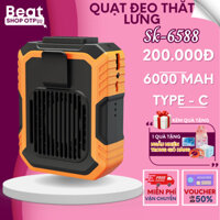 Quạt Đeo Thắt Lưng Tích Điện Kiêm Sạc Dự Phòng 6000mAh, Quạt Đeo Hông Pin Sạc Công Suất Lớn