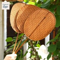 Quạt dệt tre GOJO, Quạt tròn cổ điển cổ điển, Phong cách Trung Quốc Vintage Handmade Sáng tạo Tay quay quạt Chụp ảnh Prop