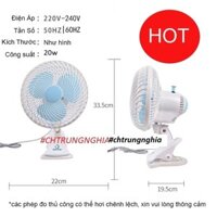 QUẠT ĐIỆN 220V KẸP XOAY 180 SIÊU MÁT 20W CAO 35CM