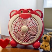 Quạt điện hoạt hình dâu tây nhỏ cho ký túc xá sinh viên, quạt mini để bàn, quạt dao động công suất gió cao