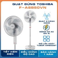 Quạt điện lốc xoáy Toshiba F-ASB50VN(W) Trắng, Động cơ bạc đạn, Công suất 55W, 5 cánh - Hàng chính hãng