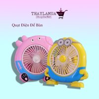 Quạt Điện Mini 3 Cánh Để Bàn Hình Minion Và Các Con Thú Ngộ Nghĩnh, Gió Mát cho bé QHT20