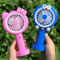 Quạt điện mini cầm tay gấp gọn Doraemon Hello Kitty, có thể sạc lại qua USB, đèn bàn học sinh di động, đèn ngủ