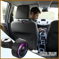 Quạt điện ô tô Quạt làm mát lưng ghế có đèn LED đầy màu sắc Thiết bị thông gió ô tô có thể sạc lại yuneavn