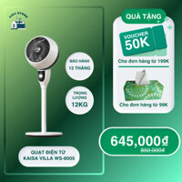 Quạt Điện Tử Có Điều Khiển Từ Xa, Quạt Cây Xoay 90 Độ, 3 Chế Độ Gió Kaisa Villa WS-8005