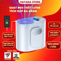 Quạt điều hòa đeo thắt lưng tích điện sạc USB pin trâu 9000mAh tích hợp sạc dự phòng cho điện thoại - Bảo Hành 12 Tháng