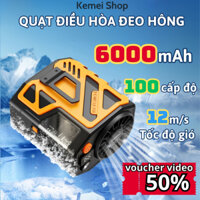 Quạt điều hòa đeo thắt lưng 2025 công nghệ mới siêu mát, quạt đeo hông tích hợp đèn pin nhỏ gọn