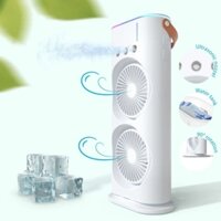 Quạt Điều Hòa Hơi Nước 2 Cánh Mini - Quạt Phun Sương Tạo Ẩm Không Khí, Làm Mát Nhanh, Tích Điện 4000mAh Kiêm Đèn Ngủ