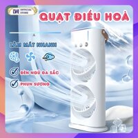 Quạt Điều Hòa Hơi Nước 2 Cánh Mini - Quạt Phun Sương Tạo Ẩm Không Khí, Làm Mát Nhanh, Tích Điện 4000mAh Kiêm Đèn Ngủ