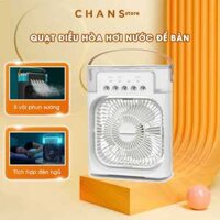 Quạt Điều Hòa Hơi Nước Mini Có Khay Chứa Đá, Máy Phun Sương Tạo Ẩm Làm Mát Có Chế Độ Hẹn Giờ Tích Hợp Đèn Ngủ