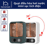 Quạt Điều Hòa Hơi Nước Mini Để Bàn, Quạt Phun Sương Sạc Tích Điện, Dung Tích Bình Chứa Nước 150ml