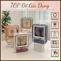 Quạt Điều Hòa Hơi Nước Mini Để Bàn Fan, Quạt Điều Hòa Phun Sương Tích Điện Kết Hợp Đèn Ngủ Với Dung Tích Bình Chứa 500ML