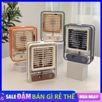 Quạt Điều Hòa Hơi Nước Mini Quạt Tích Điện Phun Sương 3 Chế Độ Kiêm Đèn Ngủ Led 7 Màu Chế độ Hẹn Giờ Thông Minh