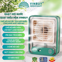 Quạt điều hòa hơi nước mini làm mát không khí để bàn nhỏ gọn, phun sương mạnh, chạm cảm ứng, pin sạc tích điện - Vinbuy