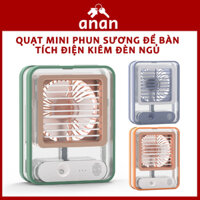 Quạt Điều Hòa Mini Để Bàn Trong Suốt, Quạt Phun Sương Sạc Tích Điện Dung Tích Bình 300ML, 3 Chế Độ Gió Kiêm Đèn Ngủ