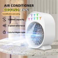 Quạt điều hòa mini LAKEN phun sương để bàn làm mát với 3 chế độ gió có đèn 7 màu sạc USB
