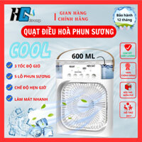 Quạt Điều Hòa Mini Phun Sương HC Group, Quạt để bàn 3 cấp độ gió dung tích 600ml, chế độ hẹn giờ thông minh tích hợp đèn