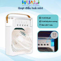 Quạt Điều Hòa Mini Phun Sương Có Khay Chứa Đá, Hẹn giờ, Đèn Led 7 Màu,Quạt hơi nước để bàn có chế độ hẹn giờ