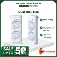 Quạt Điều Hòa Phun Sương Mini Tích Điên Có Điều Khiển Từ Xa Với 2 Tầng Quạt Giúp Tăng Độ Mát