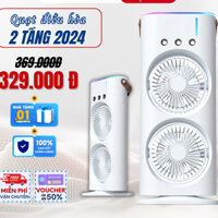 Quạt Điều Hòa Phun Sương Mini Tích Điên Có Điều Khiển Từ Xa Với 2 Tầng Quạt Giúp Tăng Độ Mát