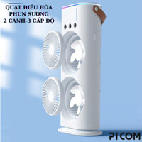 Quạt Điều Hòa Phun Sương Mini Tích Điện - Điều Khiển Từ Xa - 2 Tầng Gió Siêu Mát, Xua Tan Nóng Bức